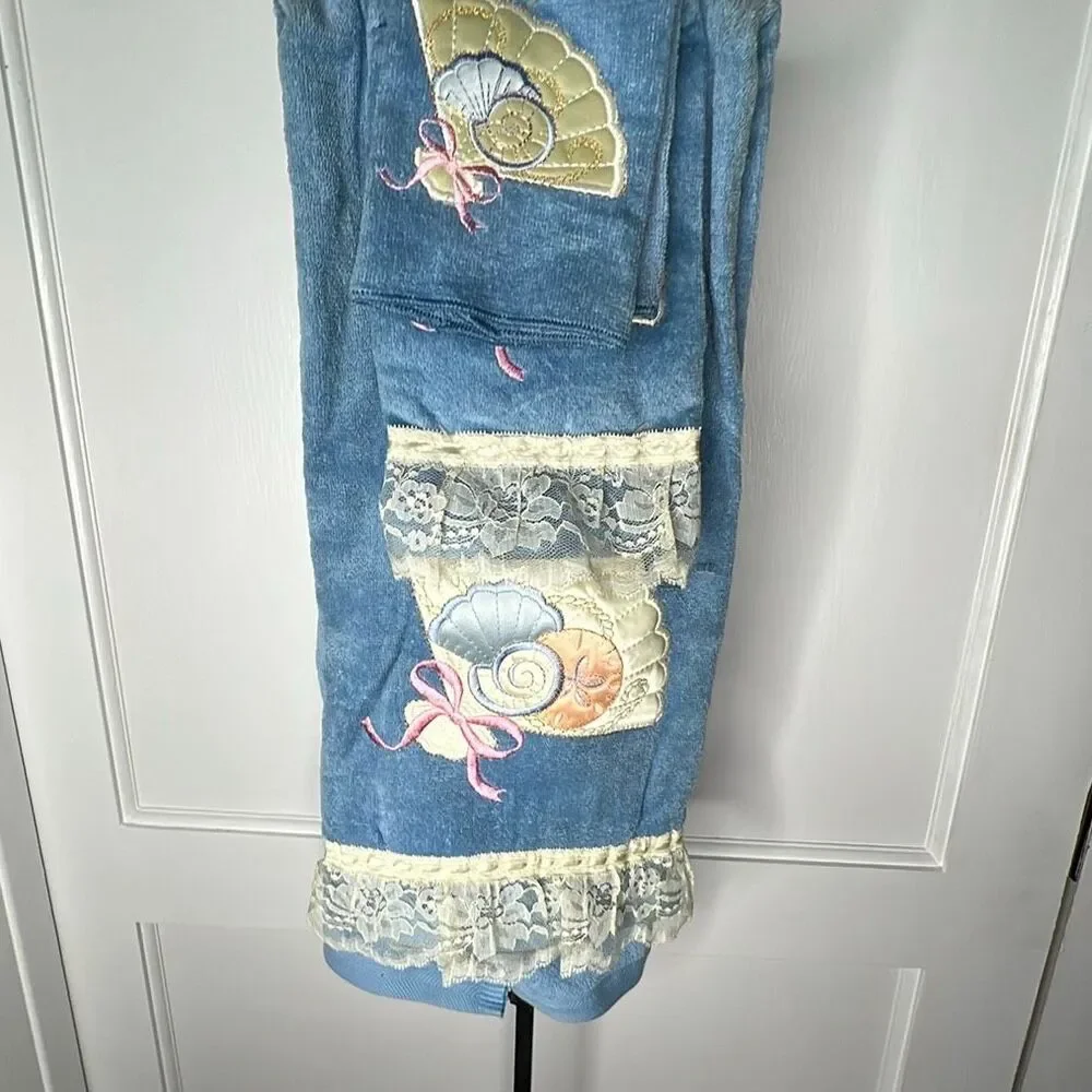 Grand Prix Country Blue 3 Piece Towel Set Sea Shells, Fan Nwot